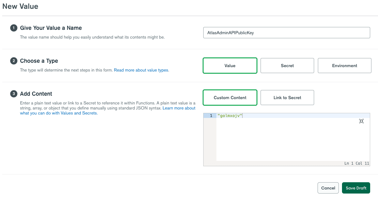 Public Key of Atlas Admin API