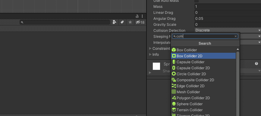 Adicionar o Colisor de Caixas 2D ao Objeto de Desafio no Unity