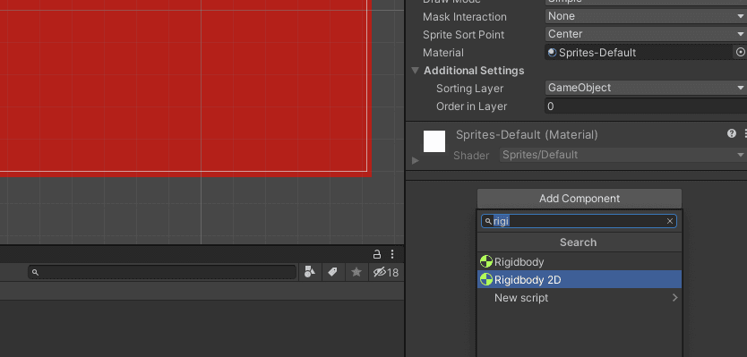 Add Rigid Body 2D to Game Object in Unity