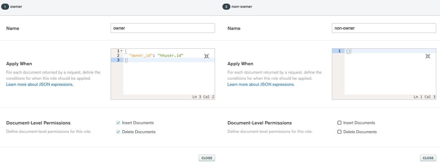 MongoDB Realm Owner and Non-Owner Rules