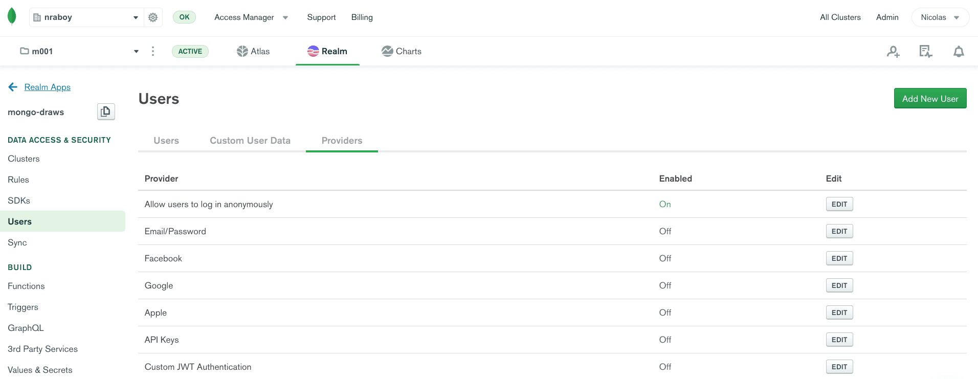 MongoDB Realm Anonymous Authentication