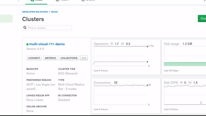 Gif showing how to navigate to the cluster configuration screen
