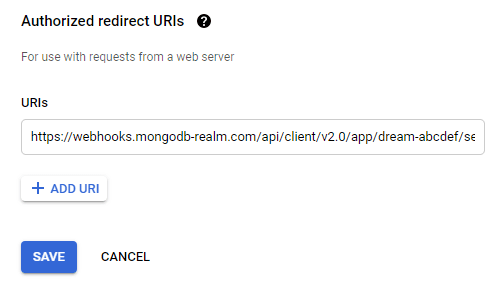 Add an authorized redirect URI