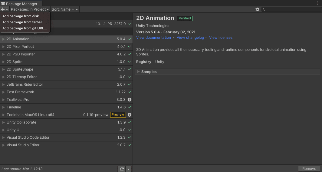 Unity Add Custom Package