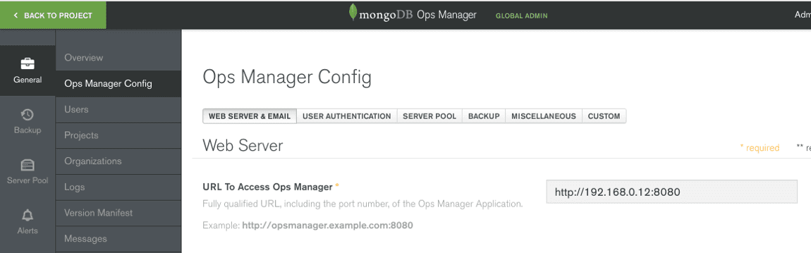 Figure 3: Ops Manager Config
page