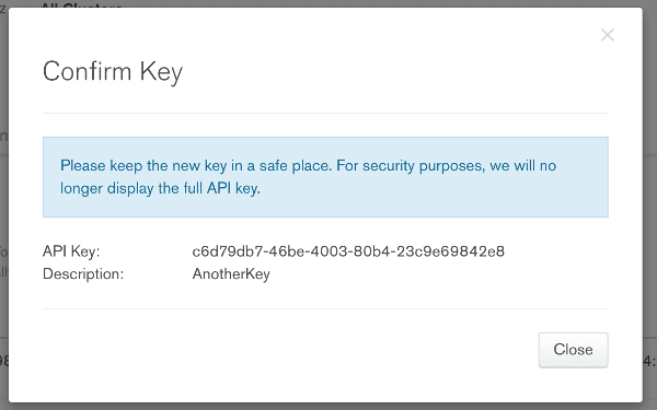 Figure 8: Confirm API Key
dialog