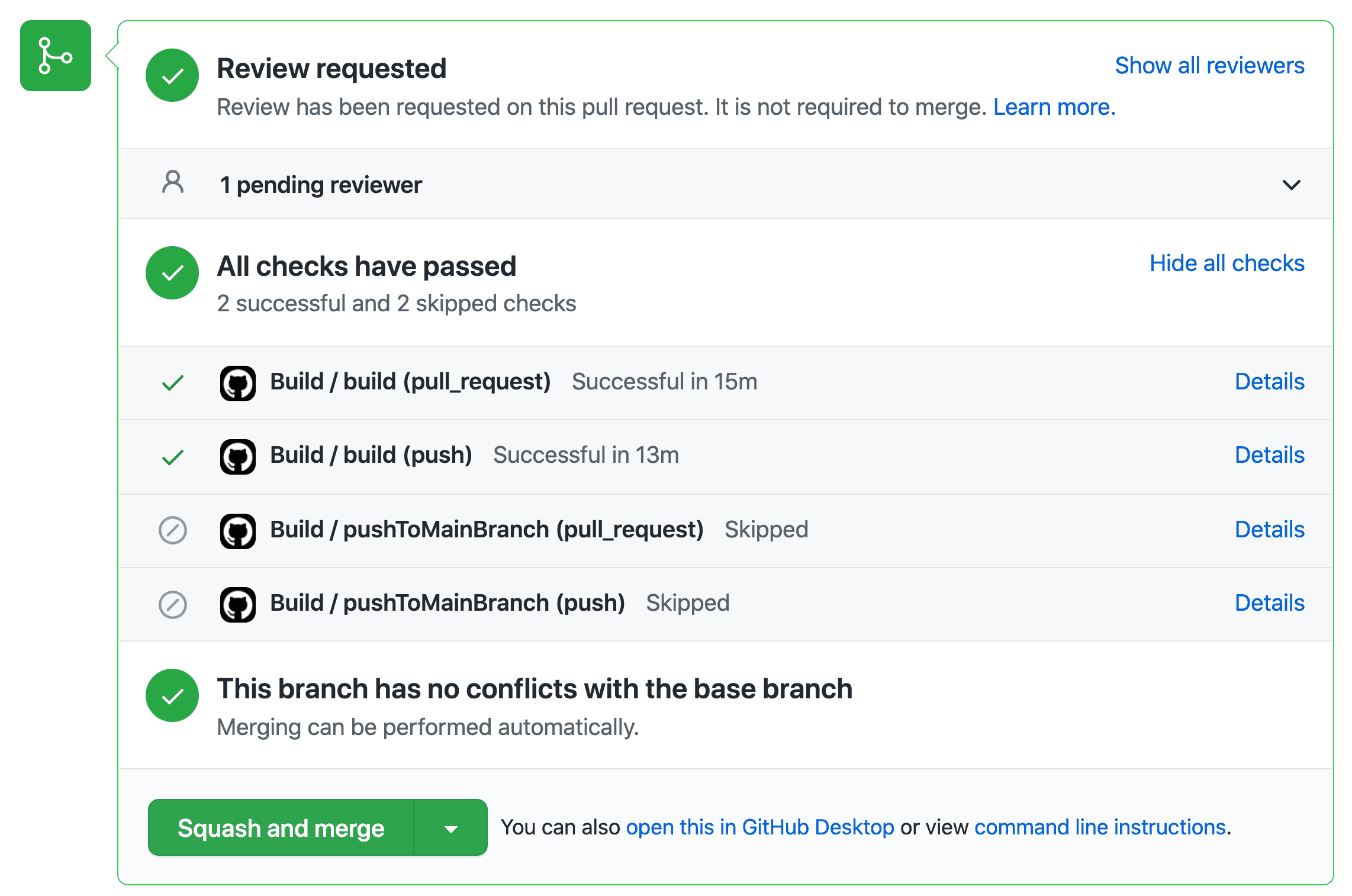 "Screenshot of the workflow results in the pull request