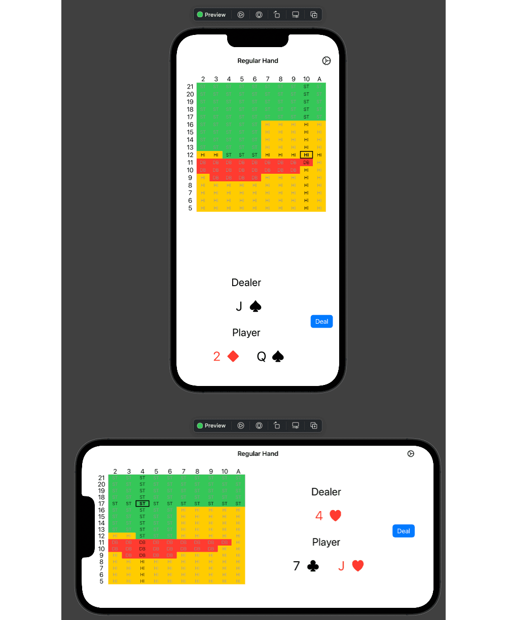 Preview showing the same view in portrait and lanscape modes