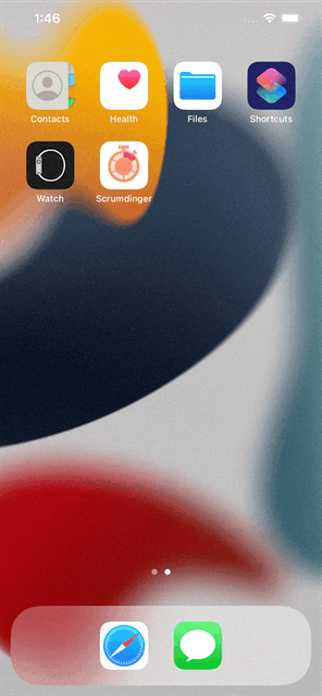 Animated gif of the original Scrumdinger app in action