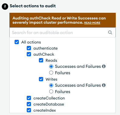 Actions to be logged in Audit