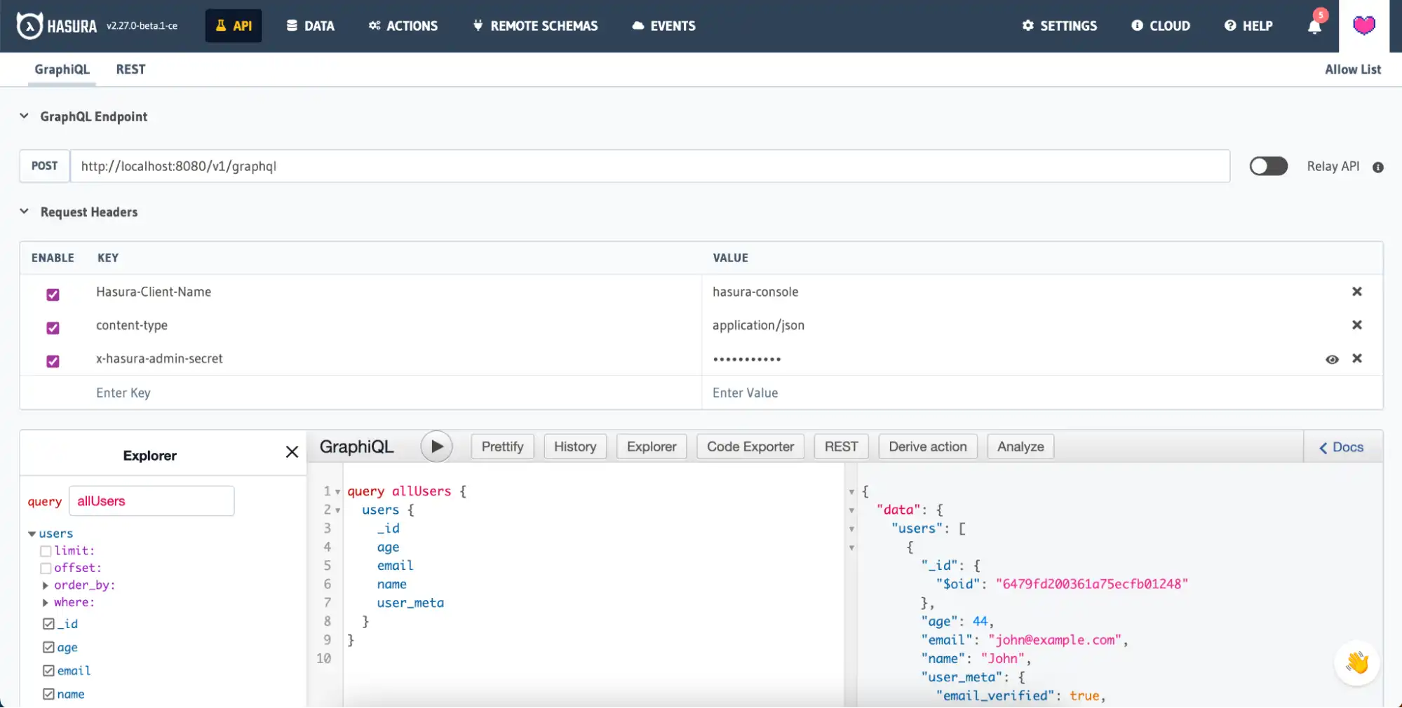 Use the GraphiQL interface to test queries.