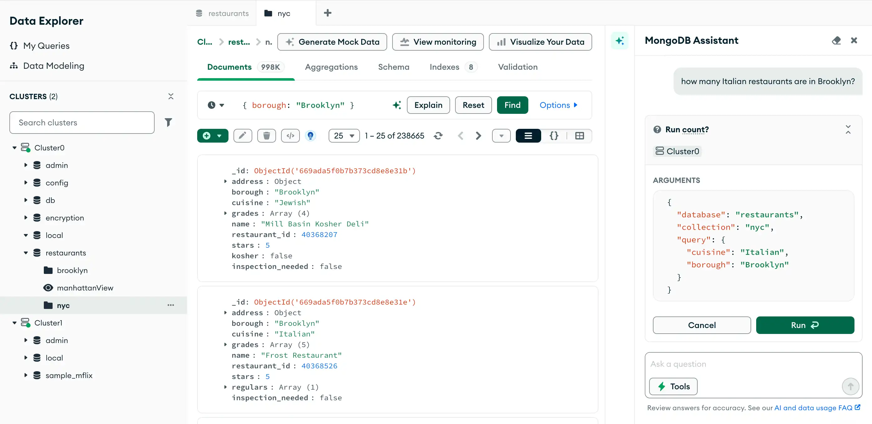 Data ExplorerPage with opened AI drawer