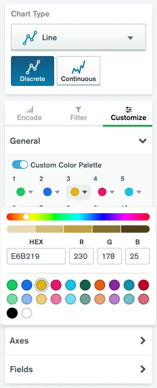 Custom color palette selection