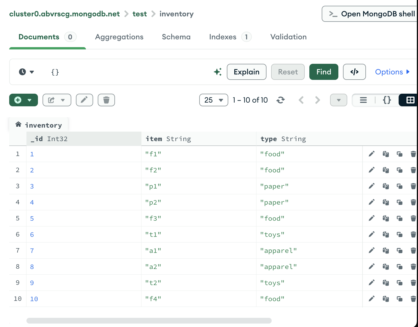 Compass Inventory collection documents