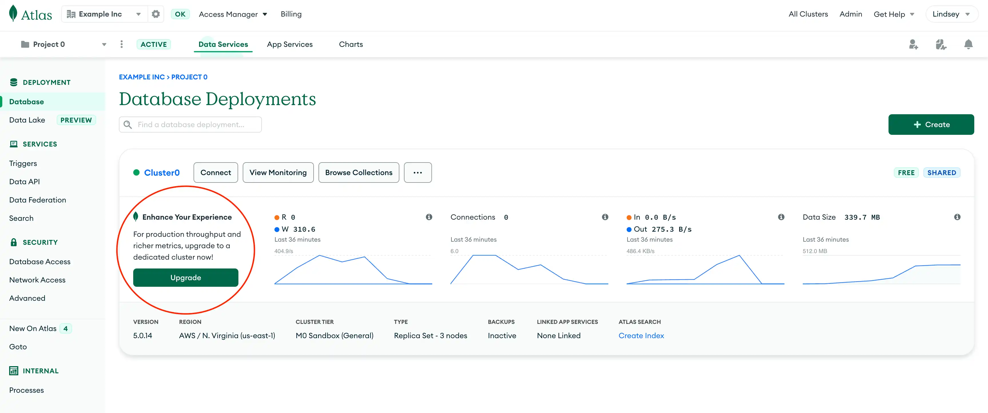 El modal que confirma la desactivación de Atlas Device Sync en la interfaz de usuario