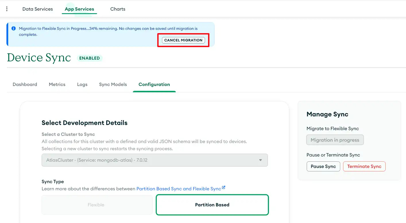 Cancelar una migración