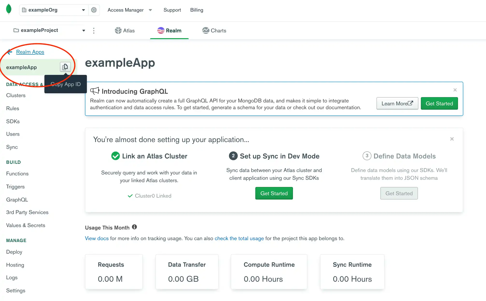 La ubicación del botón de copiar el ID de la aplicación en la Interfaz de Usuario