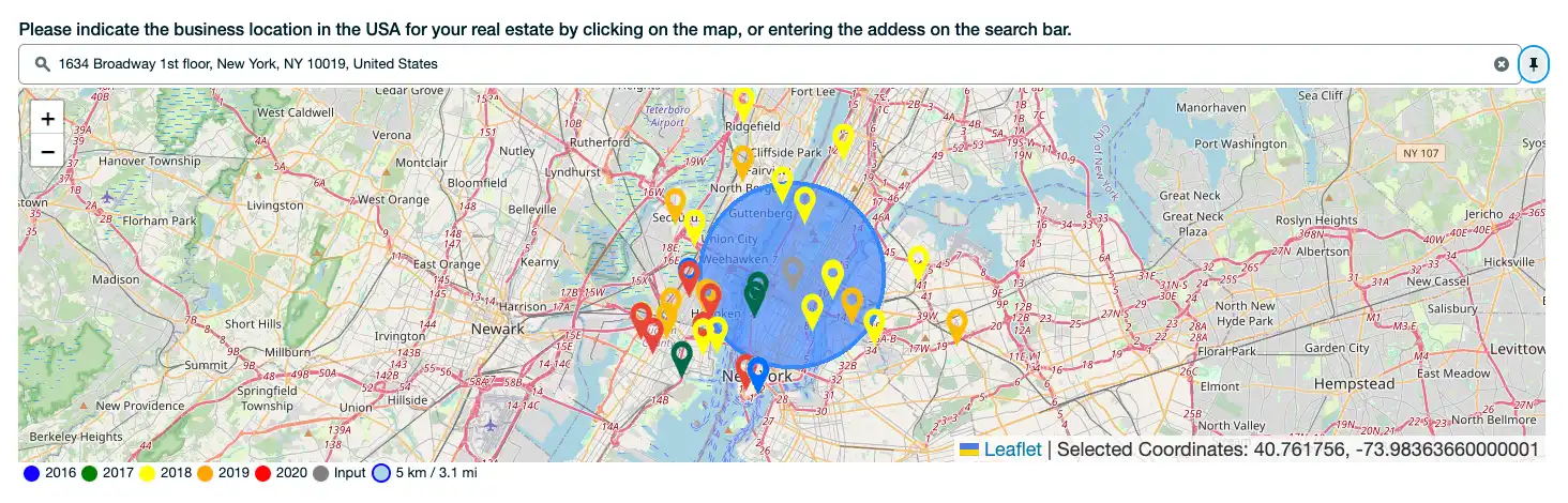 Figura 7: Ubicaciones de inundaciones mostradas con alfileres