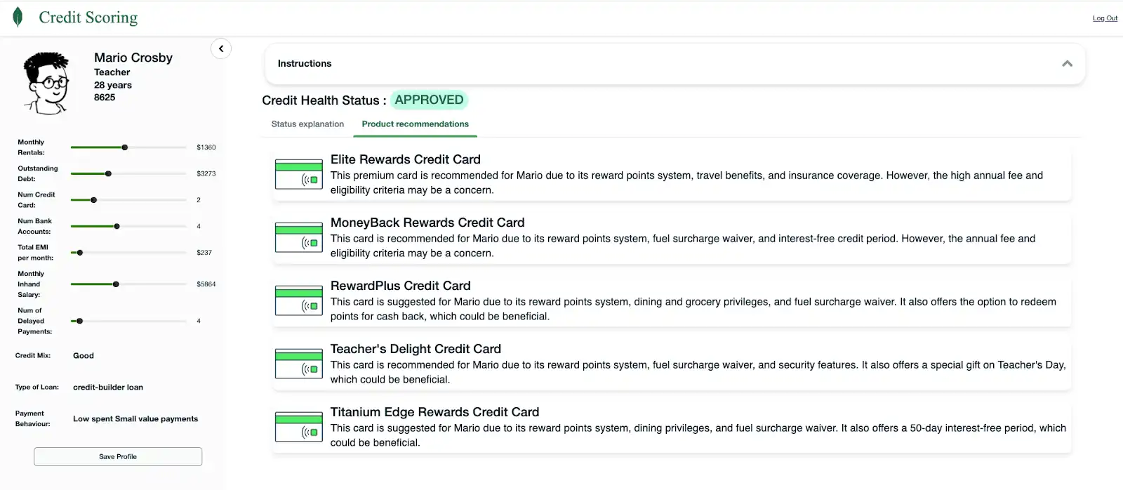 Ejemplo de una solicitud aprobada.