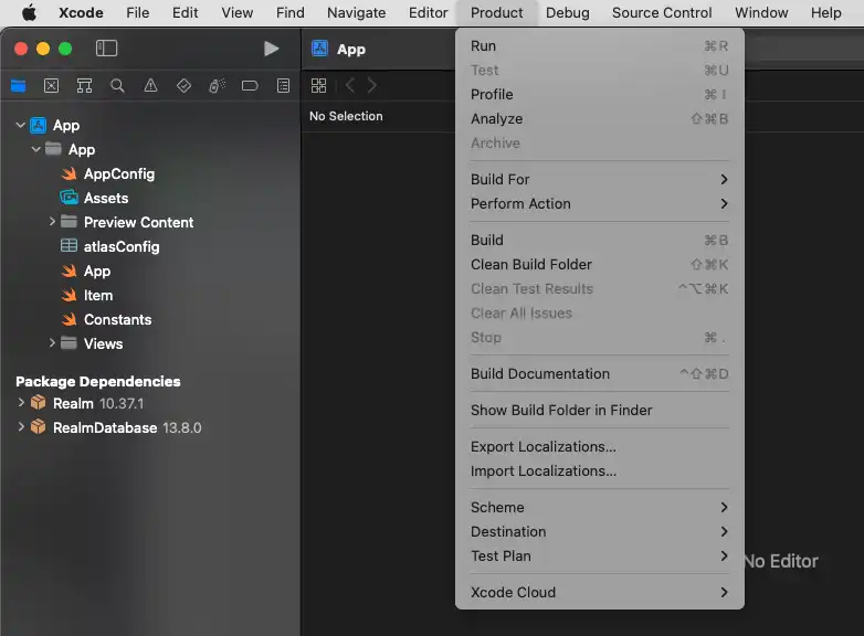 Seleccione Producto y luego Limpiar carpeta de compilación.