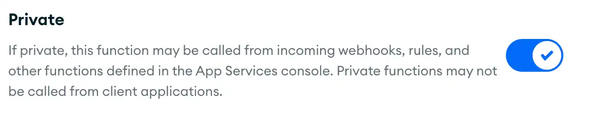 El interruptor de función privada en la interfaz de usuario