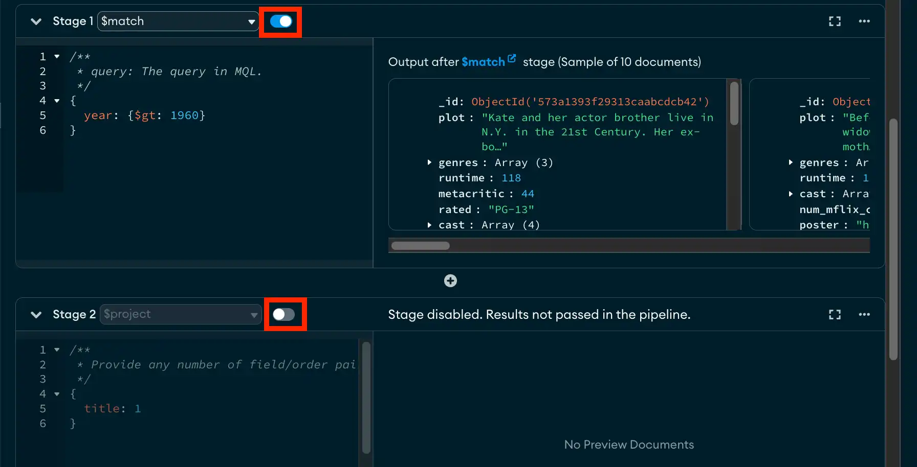 Ejemplo de etapa de exclusión de los desarrolladores de agregación