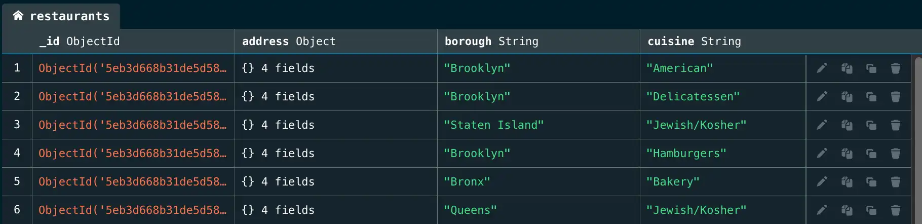 Ver elementos anidados en la Vista de Tabla