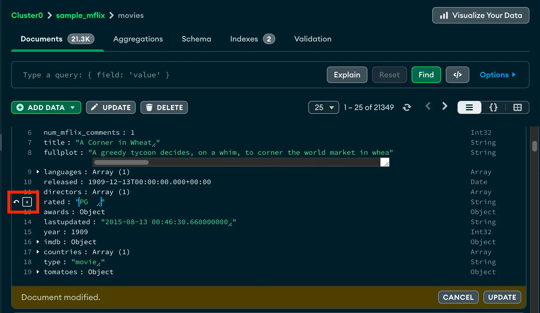 Revertir el documento en la vista de lista