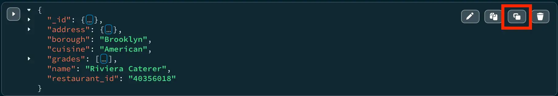 Copiar documento desde la vista JSON