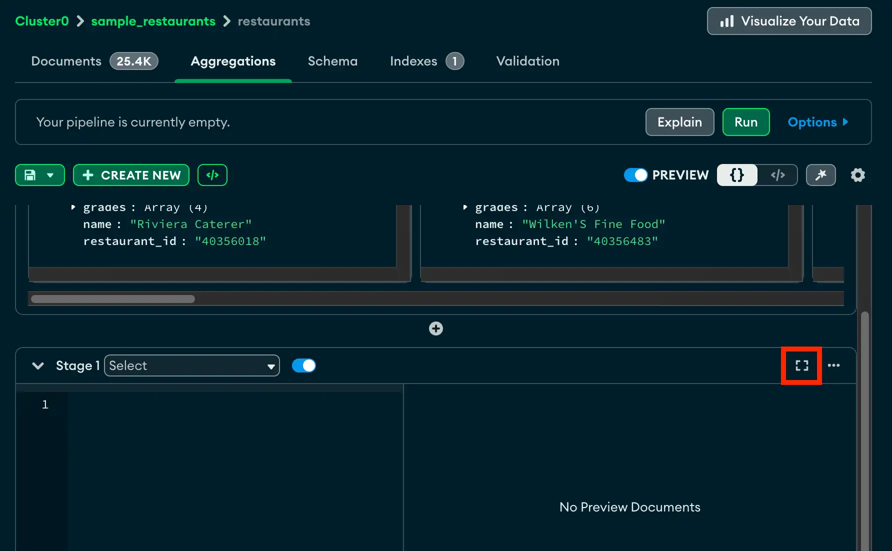 Selecciona el botón modo de enfoque