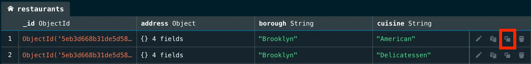 Copiar documento desde la vista de tabla