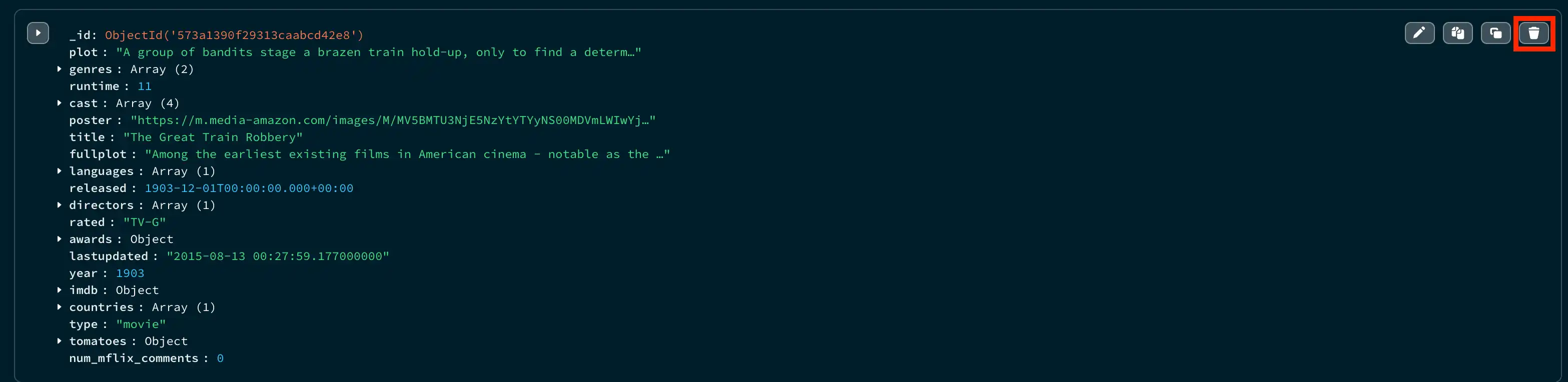 Botón Borrar en la vista de lista
