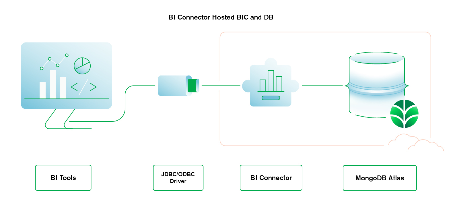 Conector de BI y base de datos alojada
