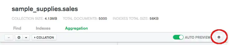 Captura de pantalla que resalta el botón de configuración de la tubería.