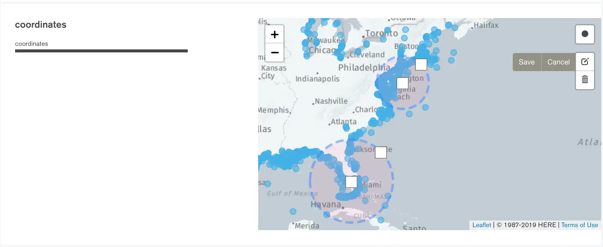 Imagen que muestra la edición del filtro del mapa