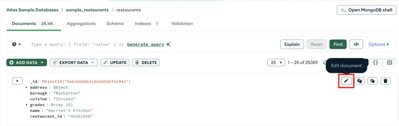 Selección de edición de documento