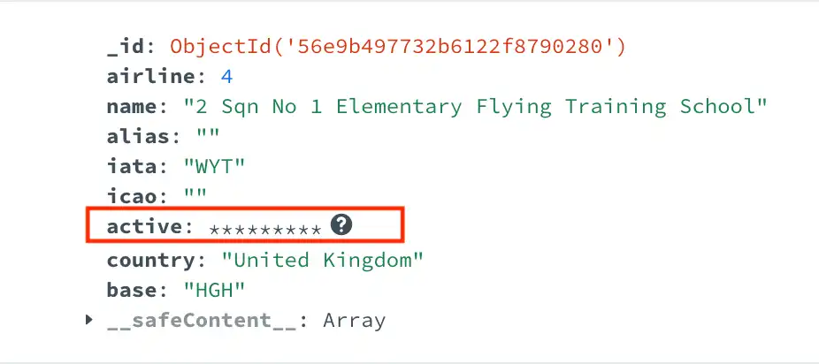 Campo cifrado en la vista de lista