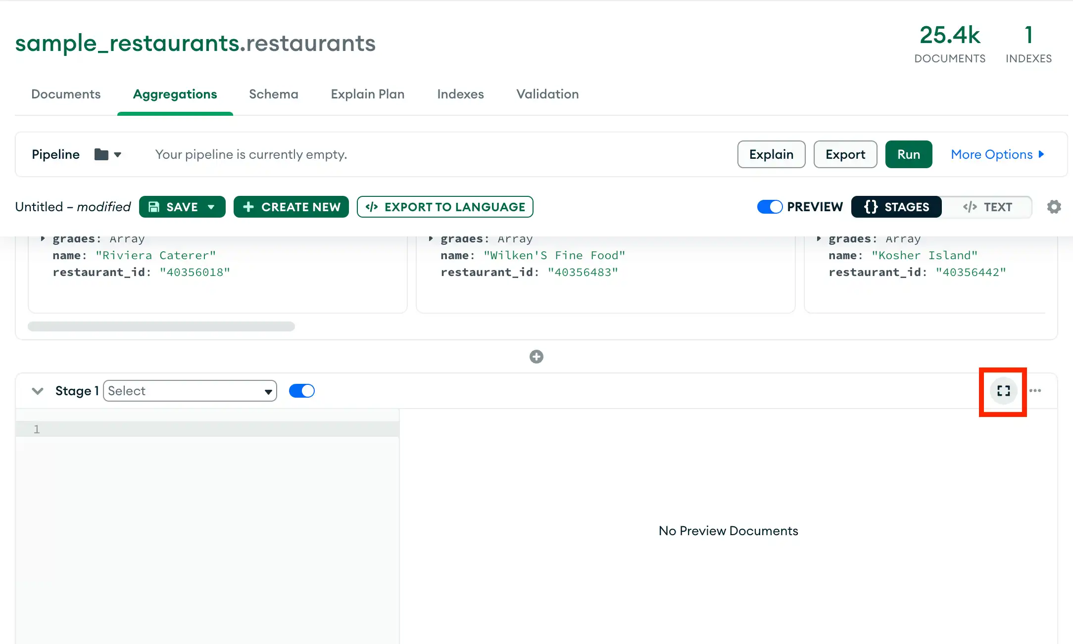 Selecciona el botón modo de enfoque