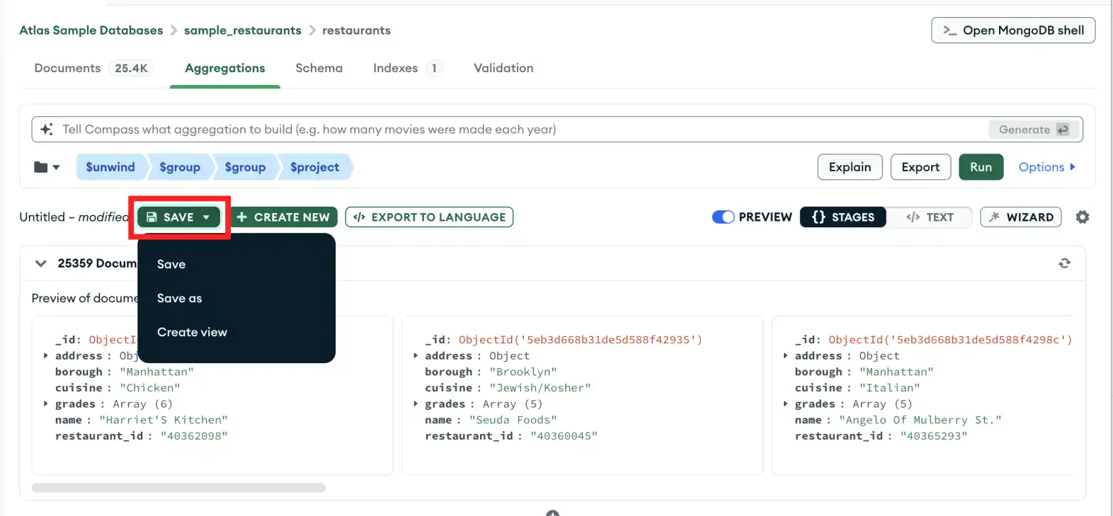 Botón desplegable Guardar