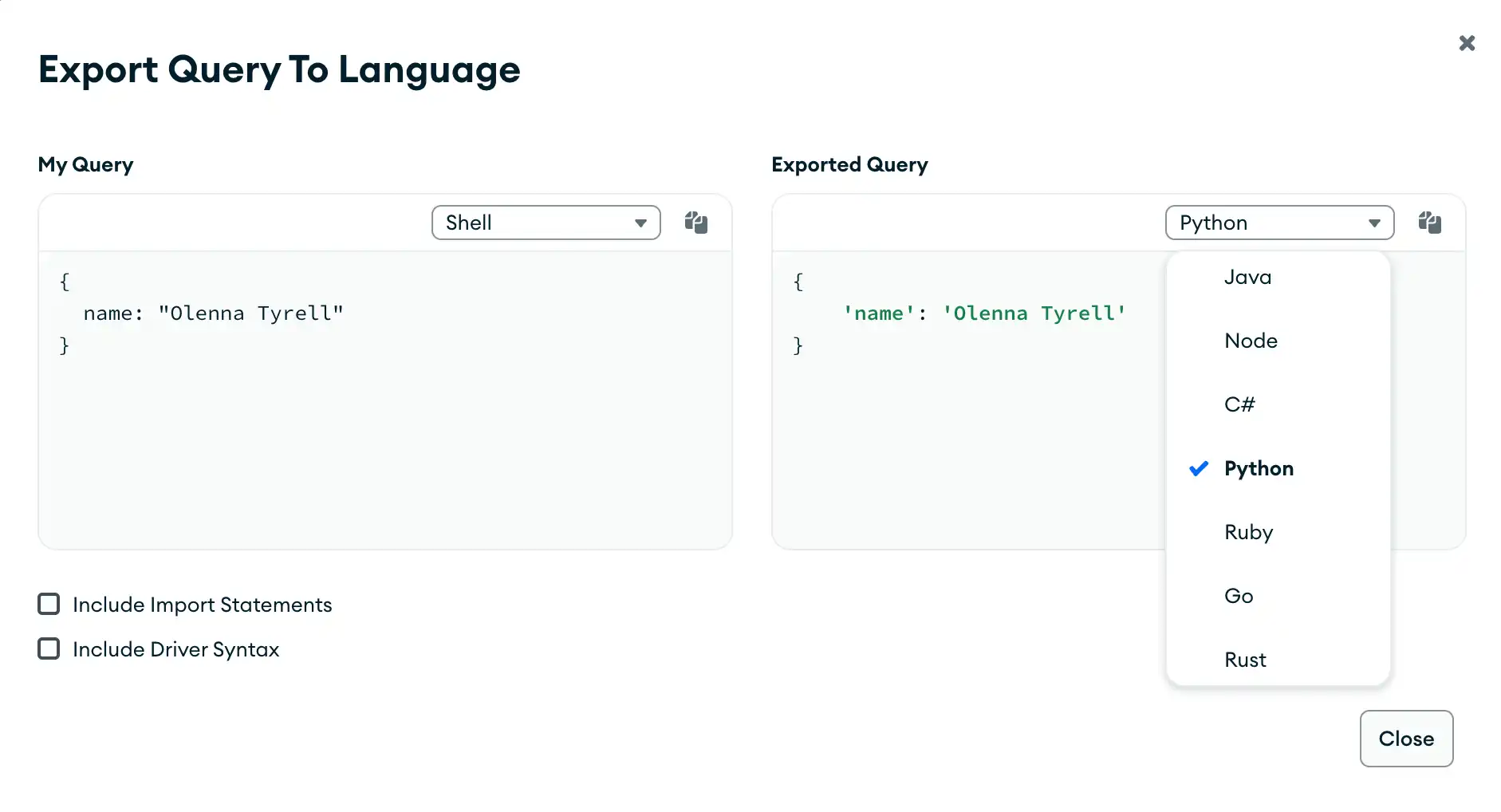 Seleccionar idioma de la barra de consulta