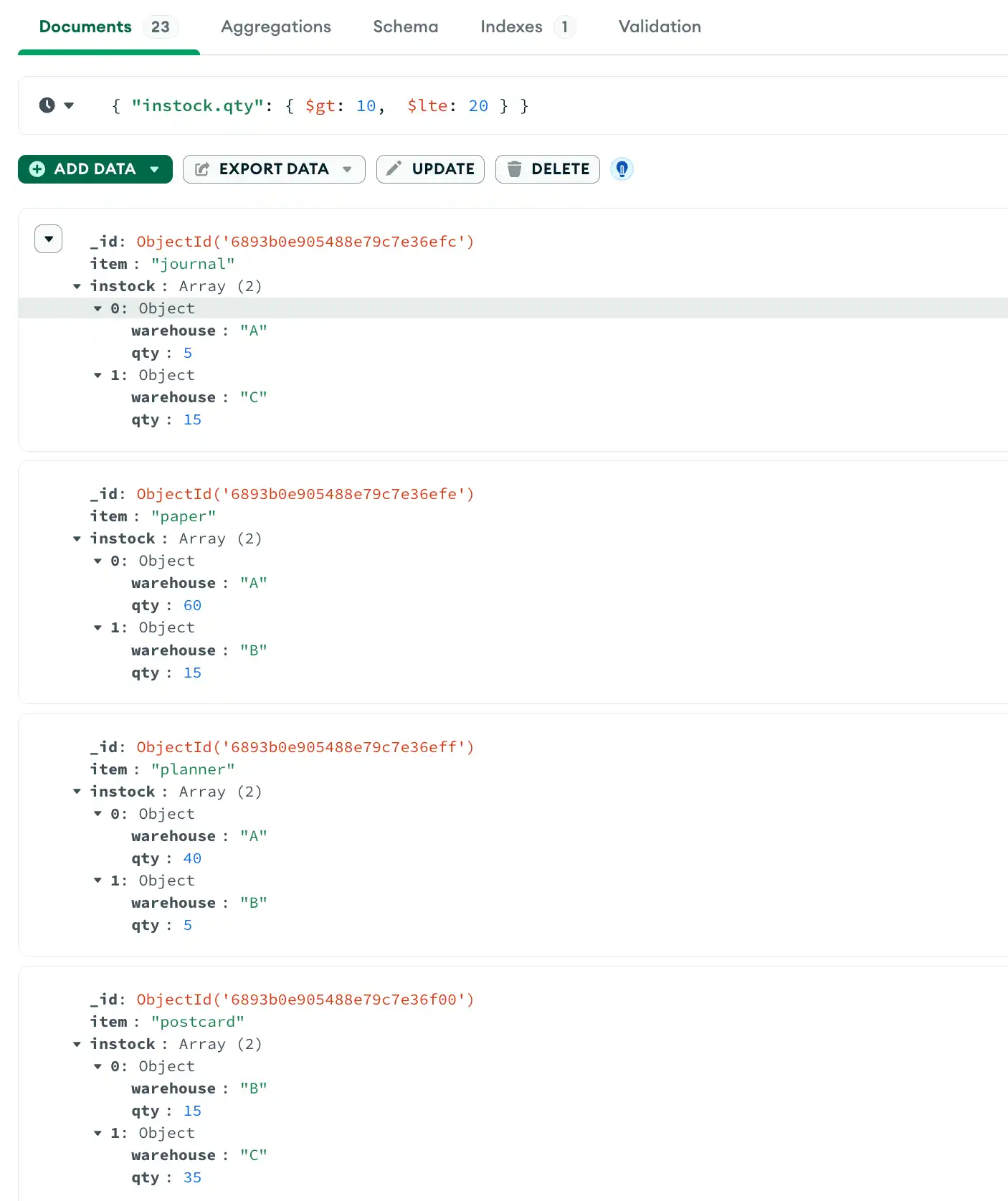 Valor de cantidad de la query dentro del rango