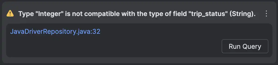 Advertencia de validación de tipo
