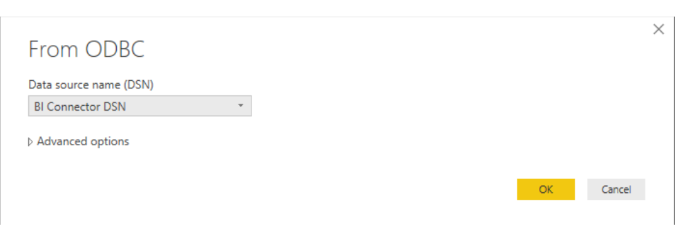 Captura de pantalla de la lista de fuentes de datos de Power BI