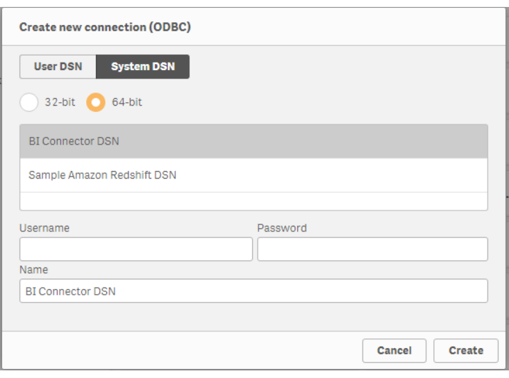 Captura de pantalla de la lista de fuentes de datos de Qlik