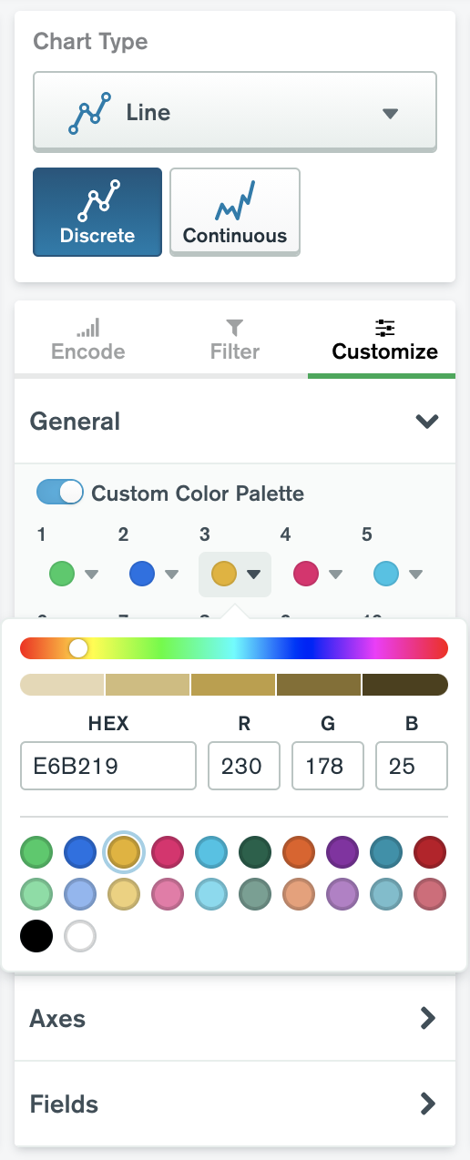 Selección personalizada de paleta de colores