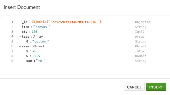 Compass inserta un nuevo documento en la colección