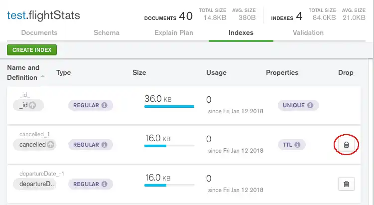 Eliminar un índice en Compass