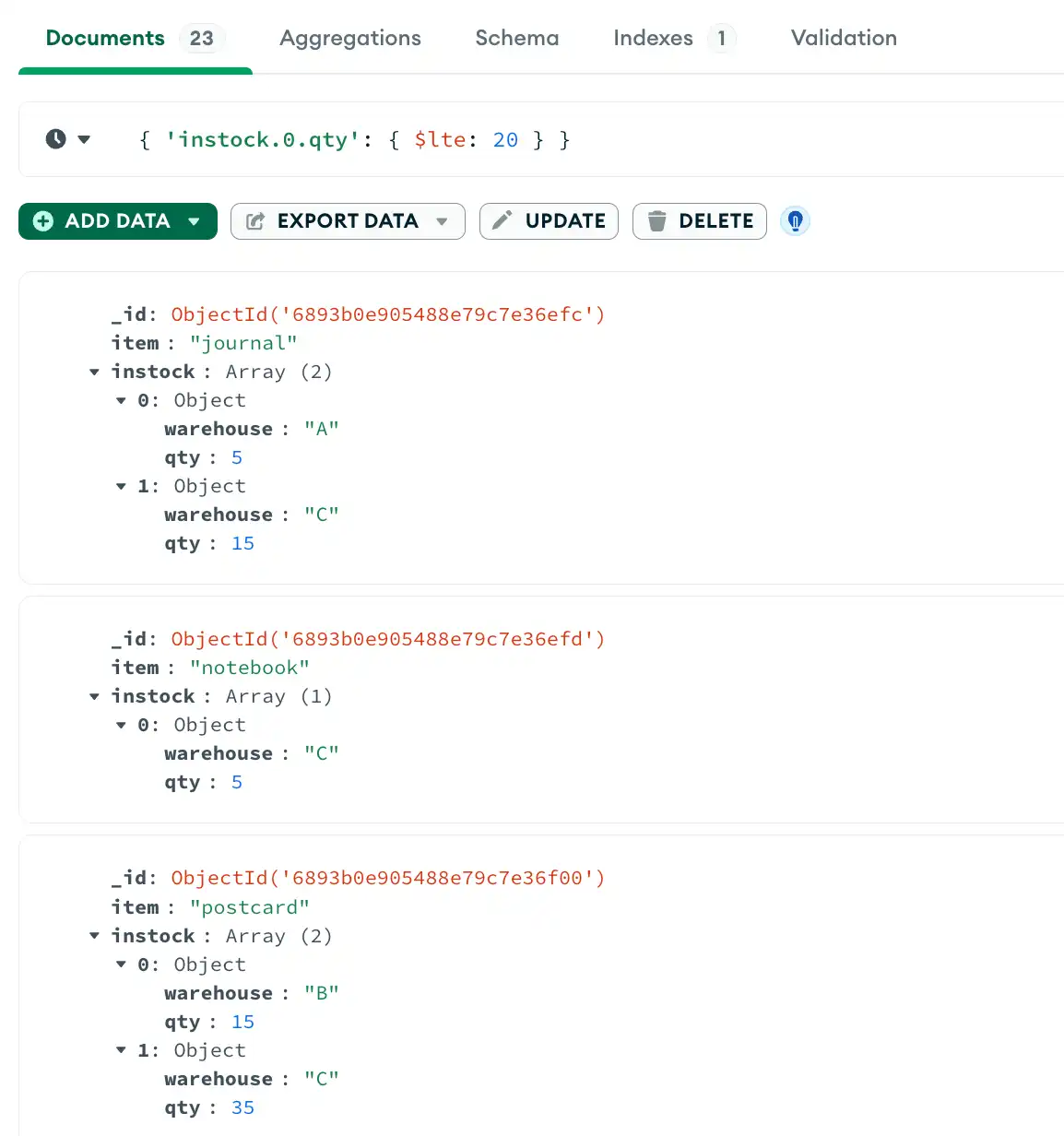 Query para un elemento de arreglo que cumpla con una sola condición