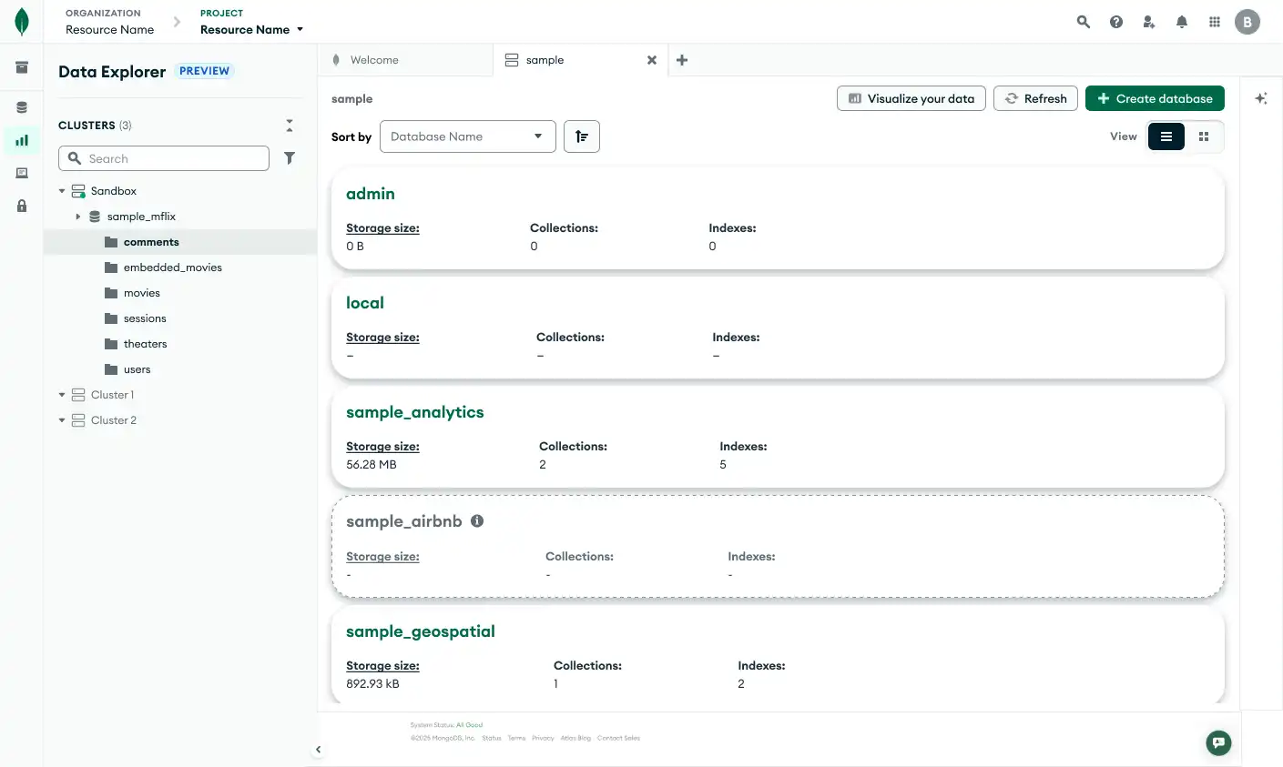 AIドライバーが折りたたまれたData Explorerページ