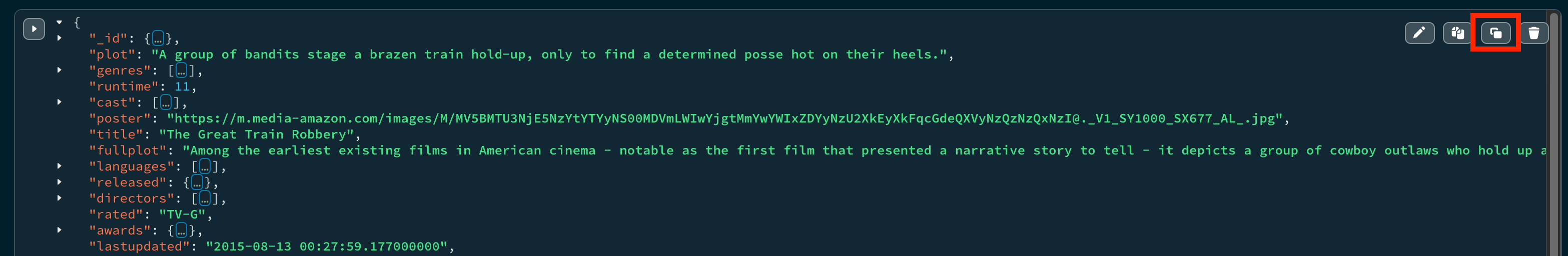 Botão de clonar JSON